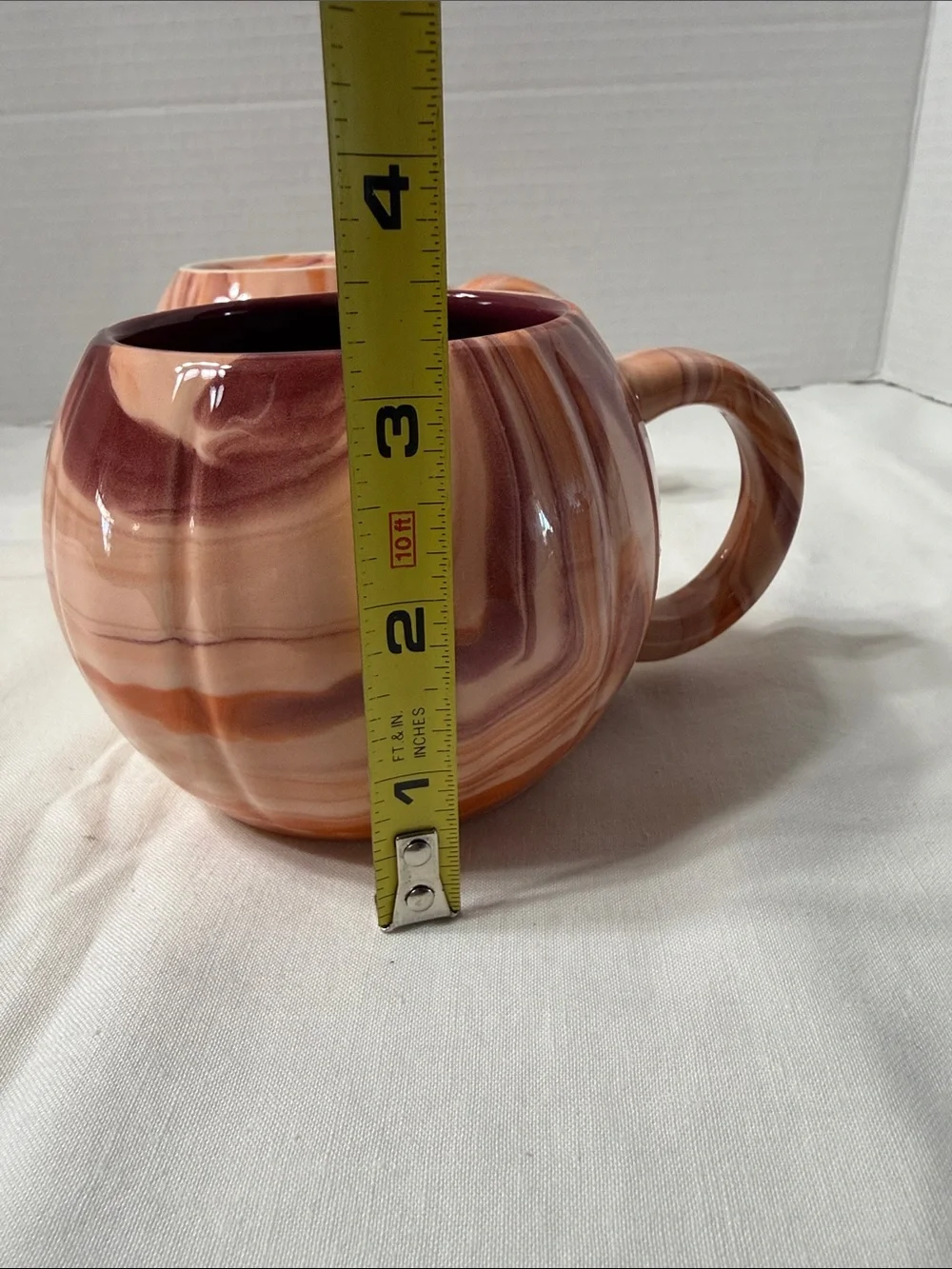 Set of 2 Starbucks 2025 Fall Orange Marbled Swirl Pumpkin Spice Ceramic Mugs Cup